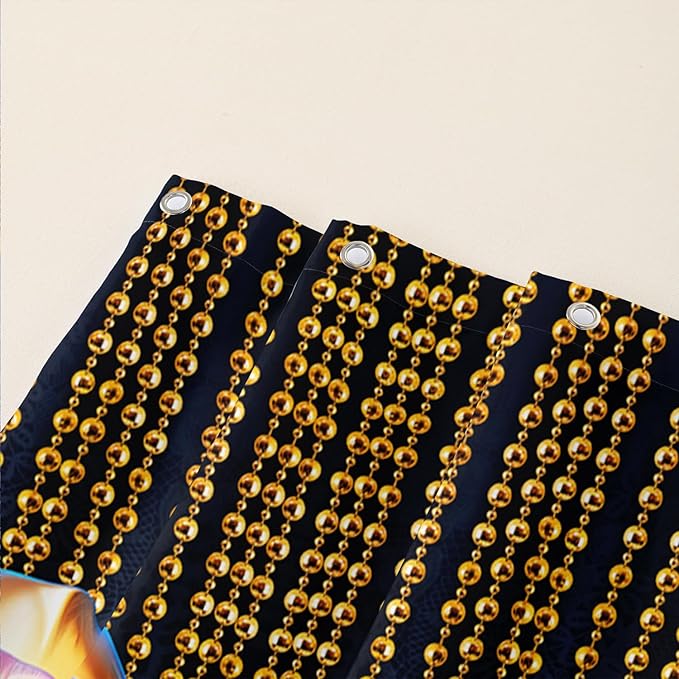 AILONEN Gold Rose Shower Curtain for Bathroom- Romantic Floral Shower Curtain -Polyester Fabric Waterproof Decoration- Plants Blue Black Leopard Flowers Bath Shower Curtains Washable, 72" W x 84" H