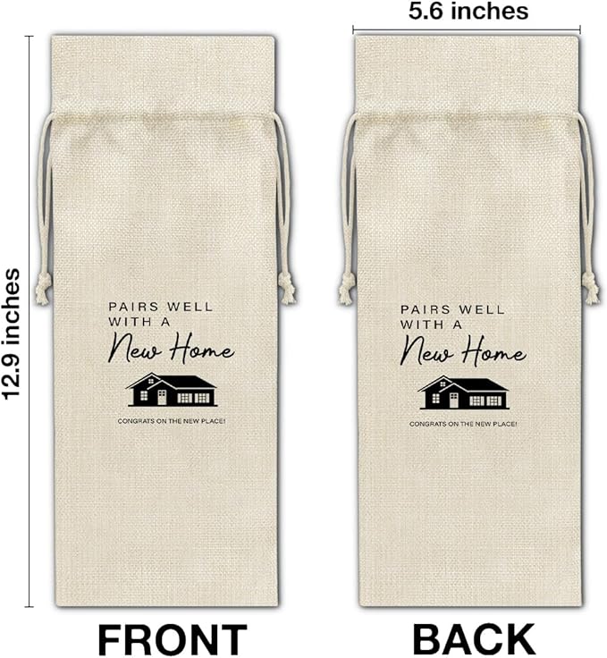 HOIJAUMAI Housewarming Gift Wine Bag, Client Gift From Realtors, House Warming Gifts New Home Wine Bag Gift, Pairs Well with a New Home Burlap Drawstring Wine Bag, Housewarming Party Decoration