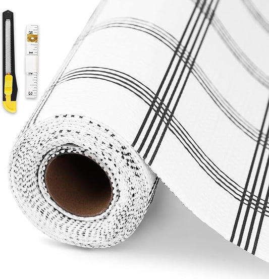 Shelf Liner,Drawer Liner for Kitchen Cabinet,18 in x 20 FT Cabinet Liners Non-Adhesive Non-Slip Contact Paper Waterproof Kitchen Liner Protect Desks, Cupboard with Knife and Tape Measure