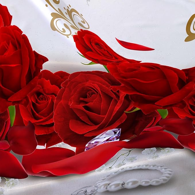 AILONEN Rose Flower Shower Curtain for Bathroom,Red Rose Bathroom Curtain for Girls Women,Romantic Flower Bath Curtain 72" W*96" H Polyester Waterproof Bathroom Curtain with 12 Hooks