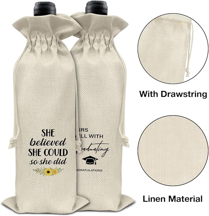 HOIJAUMAI Graduation Gifts for Women Her Graduation Gifts for Daughter Sister Granddaughter Pairs Well with Graduating Wine Bag Graduation Wine Gift Bags