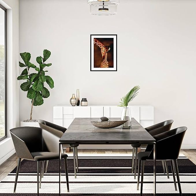 Framed Wall Art Prints Giraffe and Baby by Lantern Press, Animals Decor, 16" x 24", Black Frame with White Mat