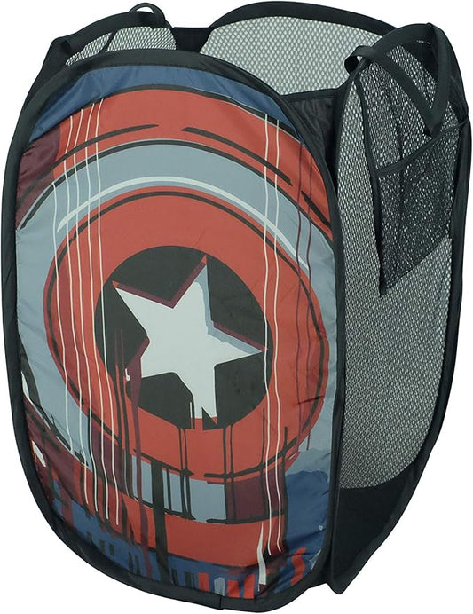 Marvel Avengers Captain America Pop Up Laundry Hamper Bin, Blue