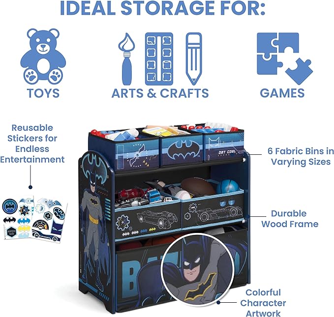 Delta Children Design & Store 6 Bin Toy Storage Organizer, Batman