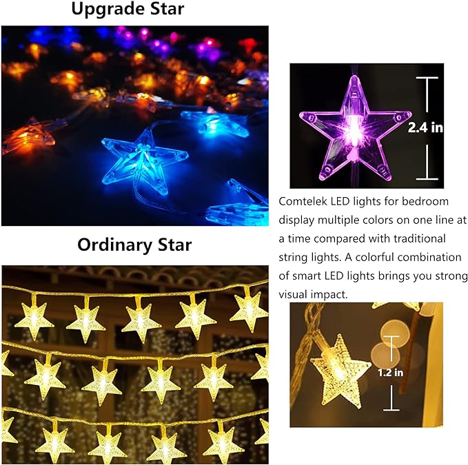 Bed Canopy with LED Star Lights, Canopy Bed Curtain with RGB Color Changing String Lights with Smart App Control Remote for Princess Girls Bedroom, Suggested for Twin Full Queen King Bed