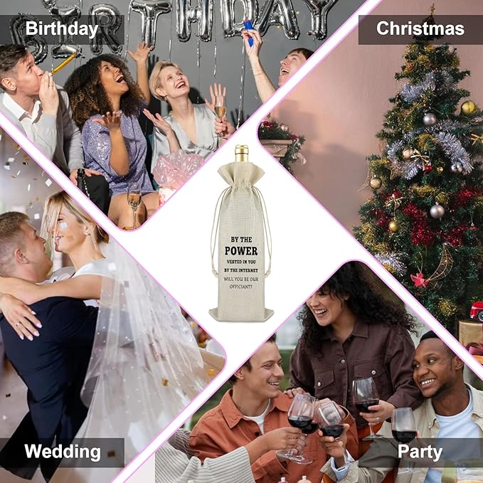 Wedding Officiant Gifts Wine Bag Thank You Gift for Wedding Officiant Guest Wedding Officiant Appreciation Gifts for Wedding Planner Coordinator Photographer Gift from Groom Bride Wine Gift Bag