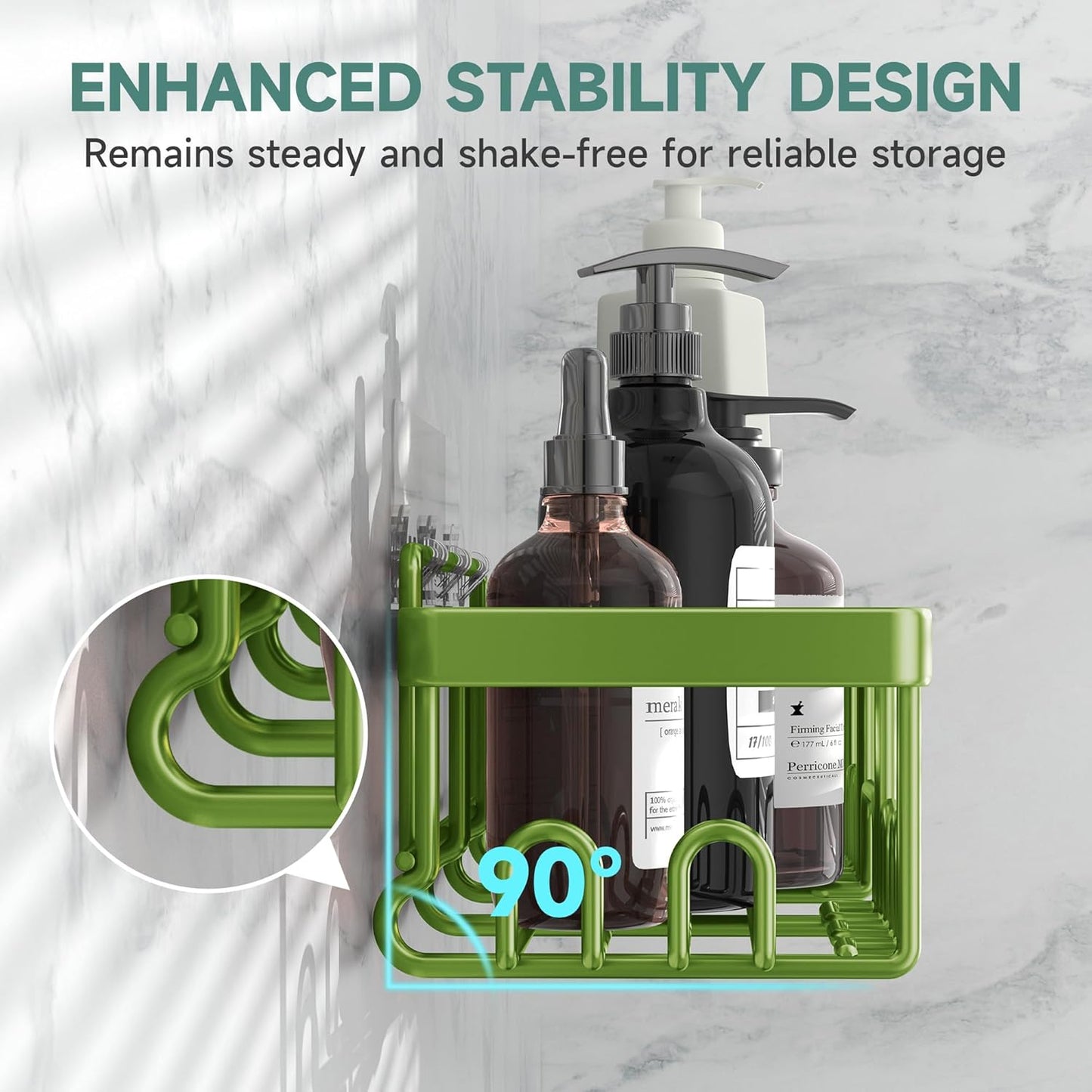 Veken Rustproof & Waterproof Shower Caddy 6-Pack, No Drilling Adhesive Shelves Rack with Soap Holder, Large Capacity Bathroom Organizers and Storage, Wall-Mounted Kitchen & Home Decor