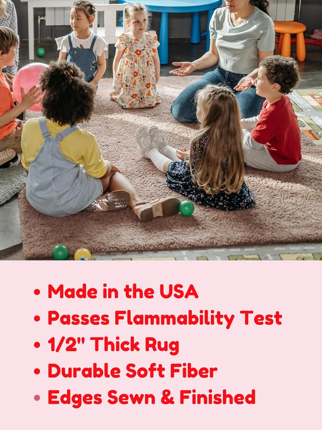KOECKRITZ Soft and Colorful Kids Classroom Area Rugs (Passes Flammability Pill Test) Many Sizes and Bright Colors to Select from (12' Round, Tangerine)