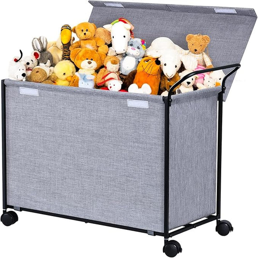 Toy Box Toy Storage - 72L Kids Toy Organizer with Wheels Toy Chest Storage Bins with Lids, Toy Boxes for Girls Boys, Stuffed Animals, Clothes, Bedroom, Living Room