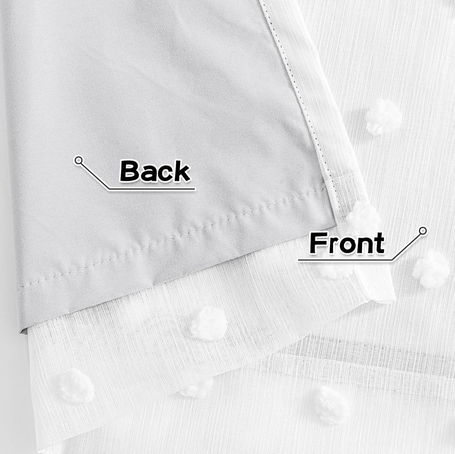 MYSKY HOME 100% Blackout Curtains for Living Room White Curtains 95 Inch Long Light Block Girls Room Drapes Thermal Insulated Room Darkening Curtains with Pom Pom Sheer Grommet 2 Pieces 52W x 95L